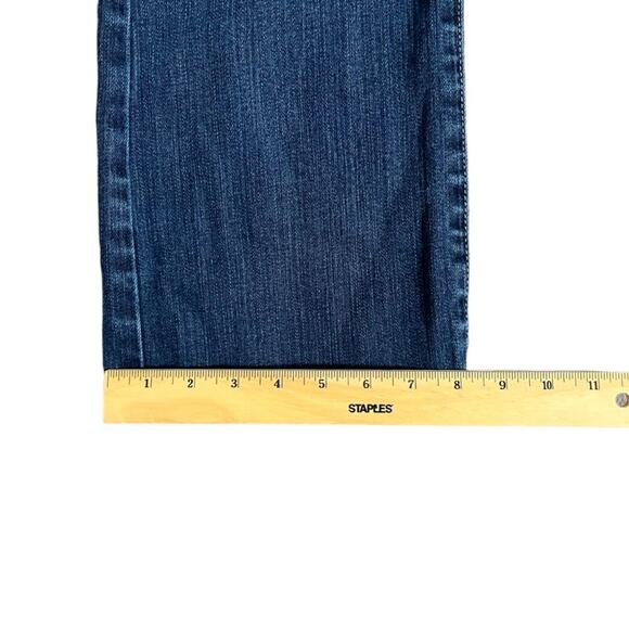 American Eagle Slim Boot Stretch Jeans Womens Size 8 Blue Dark Wash Whiskered - Picture 8 of 11